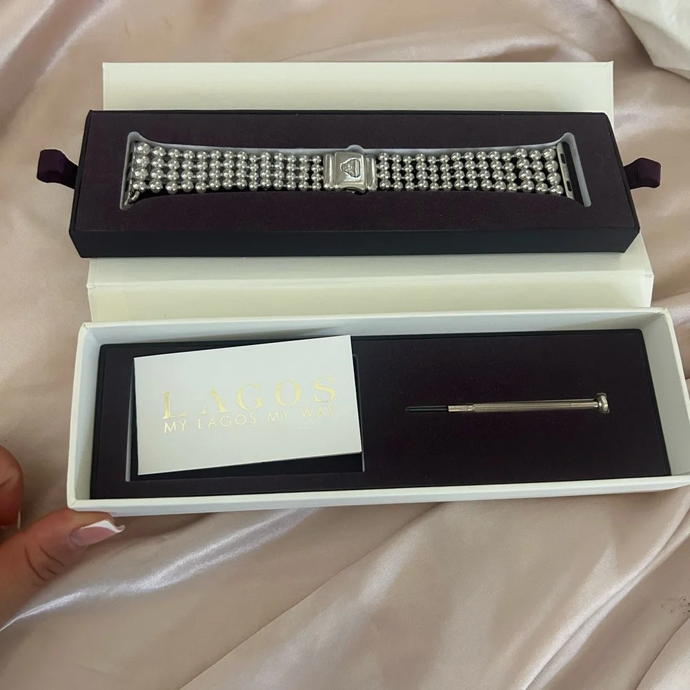 LAGOS Silver Smartwatch Band with Infinite Caviar Design
